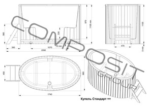 Купель композитная круглая «Стандарт++» PolarSpa 98х175 термоясень